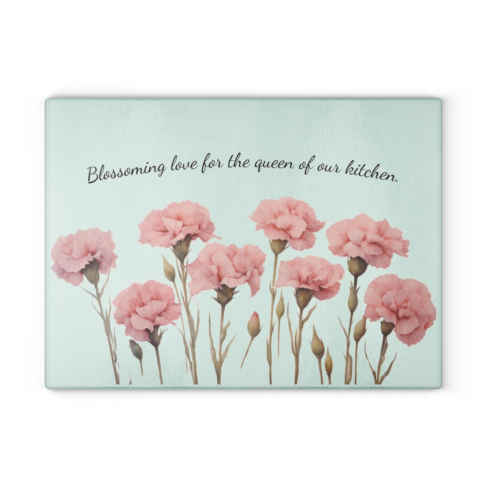 Glass Cutting Board - Mother's Day Gift with Pink Carnations