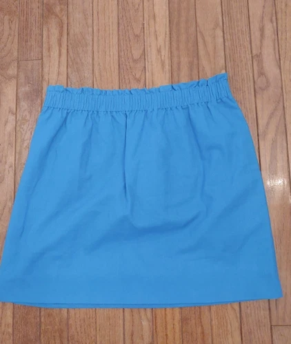 J Crew Linen Blend Mini Skirt Womens Size 8 Blue Paperbag Waist Lined Boho