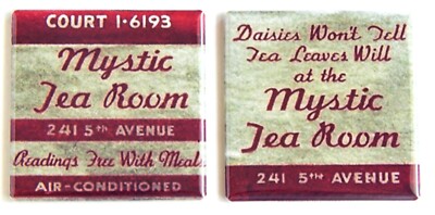 Mystic Tea Room FRIDGE MAGNET Set sign matchbook