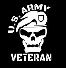 U.S. Army Veteran Skull Vinyl Decal Sticker Car Truck Window