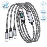 Ladekabel 3 In 1 100W Usb C Auf Micro Lightning 2M Schnellladekabel Mit Led