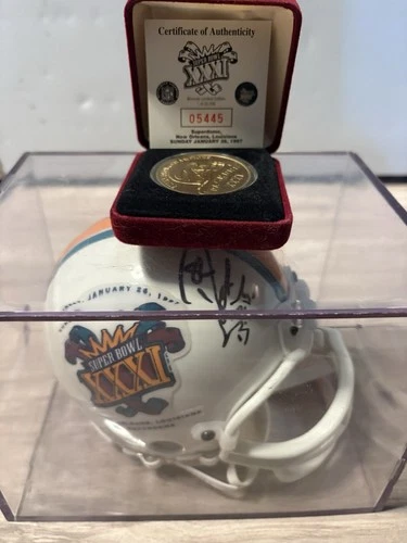 Green Bay Packers Signed Don Bebe Helmet Super Bowl XXXI w/ Limited Ed. Coin