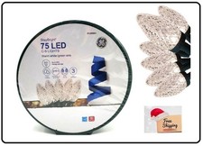 GE StayBright 75 Count 37 Feet Warm White C9 LED Christmas String Lights NEW