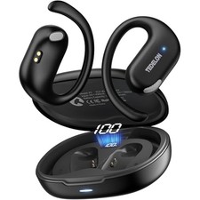 Open Ear Earbuds, 50H Open Ear Headphones Bluetooth 5.4, IPX6 Open Ear Black