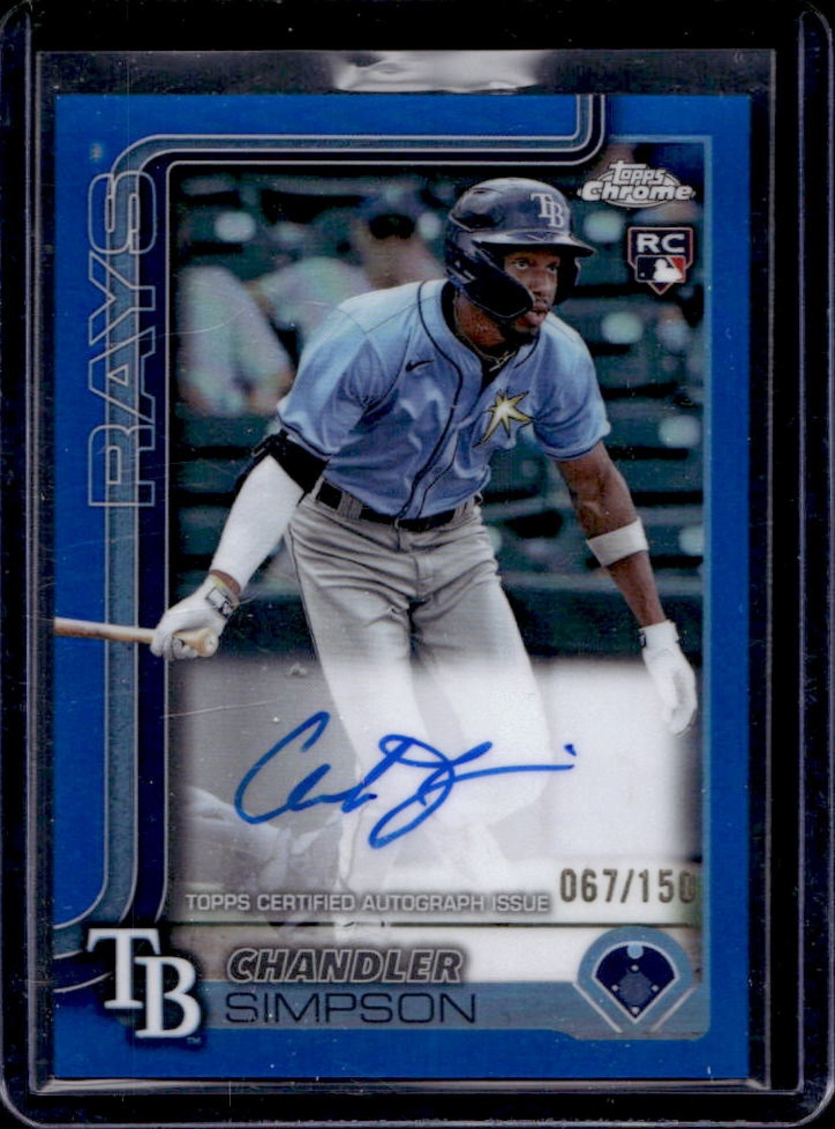 2025 Topps Chrome Chandler Simpson Rookie Auto RC Blue Refractor #67/150 Rays