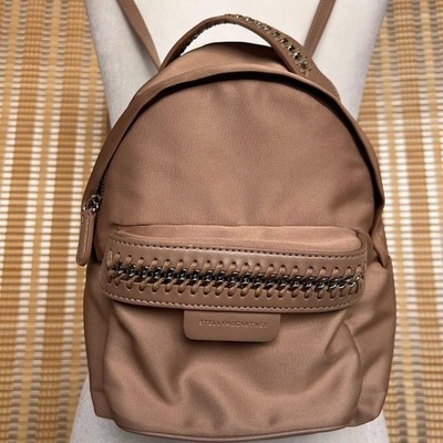 falabella go mini backpack Stella McCartney Falabella Go Mini Backpack Camel Nylon Chain Detail