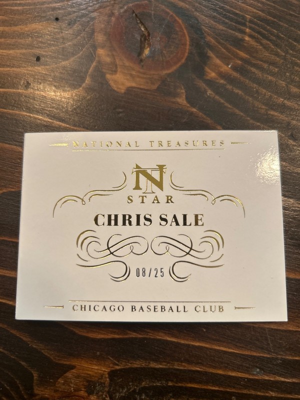 2014 Panini National Treasures Chris Sale Game Used Jersey Auto Booklet #08/25
