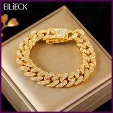 316L Stainless Steel Gold Color Cuban Chain Bracelet For Women Men.