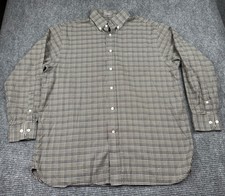Daniel Cremieux Signature Collection L Brown Plaid Button-Down Shirt 100% Cotton