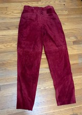 Vintage Burgundy High-Waisted Suede Pants Nylon Lining Size 40   Made in Korea