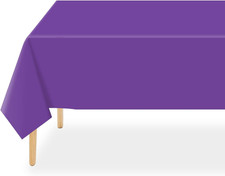 Purple Plastic Table Cloth Disposable 2 Pack, 54 x 108 Inch Tablecloths for Part