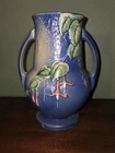 ROSEVILLE Blue Fuchsia 898-8" Vintage ART POTTERY Circa 1938 Handled Vase Rare
