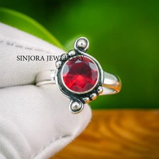 Anello regalo fatto a mano in argento sterling 925 con pietra preziosa granat...