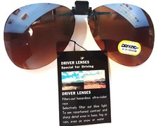 NEW Aviator 63mm Clip-On Sunglasses - Blue UV Light Blocking for Driving D