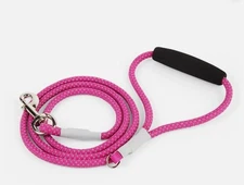 YOULY 1/2" Pink Reflective Dog Leash, 5 ft., Medium/Large.
