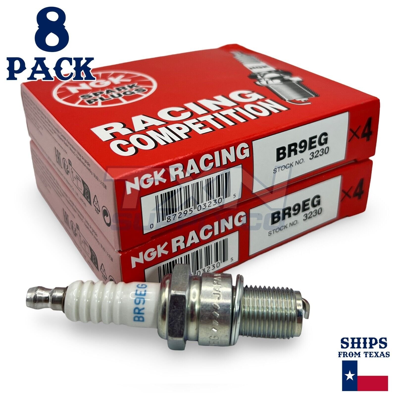 NGK 3230 BR9EG Racing Spark Plug - 8 Pack