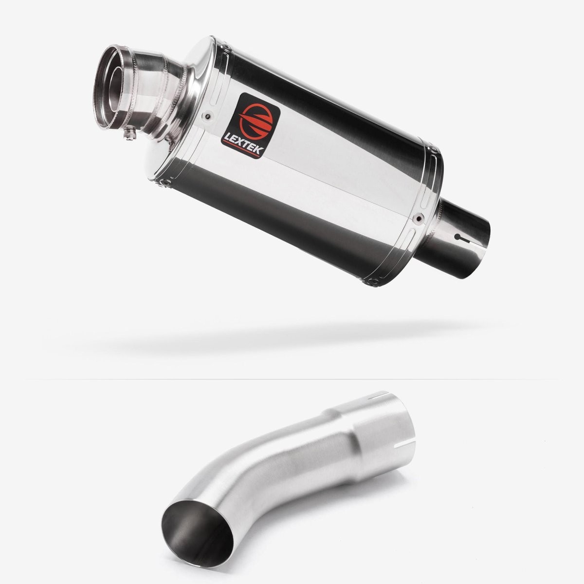 Lextek Stainless Steel OP4 Polished 200mm Exhaust with Link Pipe Silencer Rear