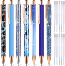 7 Pcs Glitter Fancy Pens for Women with 10 Black Refills Cute Gift Set