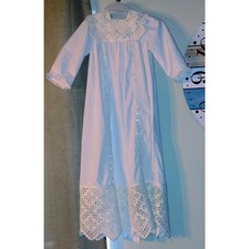 Vintage White Christening Gown Baptismal Heirloom Lace 36" Reborn Doll Scale