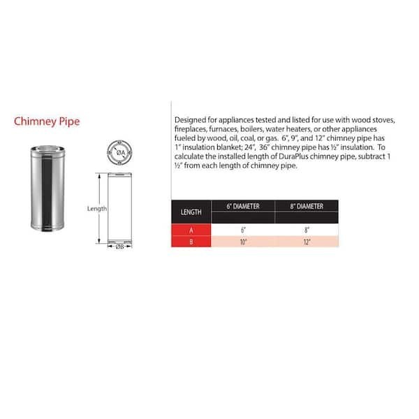 DuraVent DuraPlus All-Fuel Chimney Pipe – 6" Diameter x 36" Length
