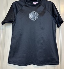 Kanu Surf Top Shirts Women  s Black Short Sleeve Rash Guard Shirt UPF 50 Sz L