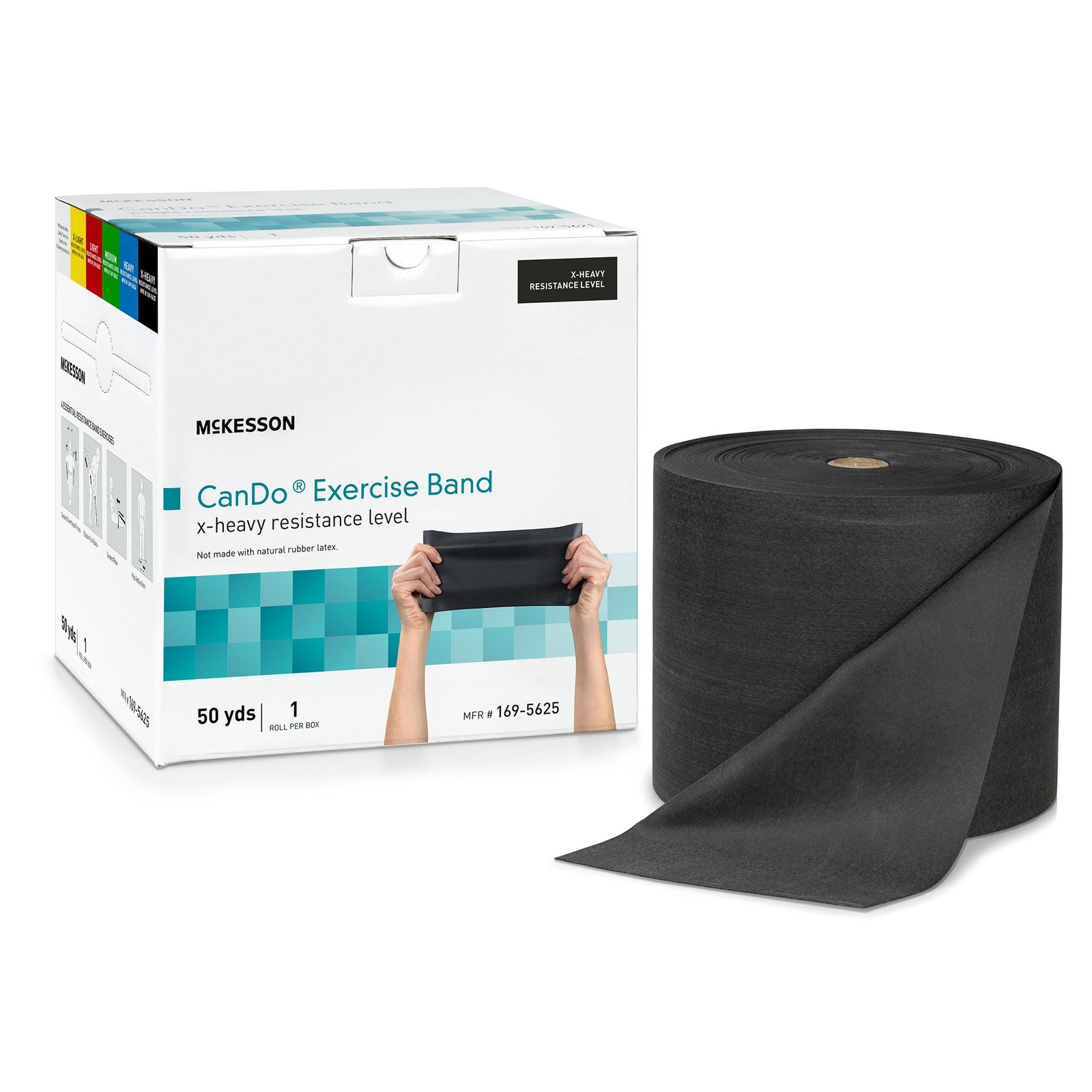 McKesson CanDo Exercise Resistance Band Black X-Heavy Resistance 5" x 50 Yd. 1