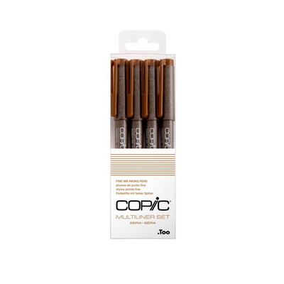 Multiliner Sepia Pigment Based Ink 4-Piece Set Markers Drawing Art Supplies