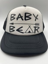 Toddler Baby Bear Adjustable Foam Front Mesh Back Hat Black  White