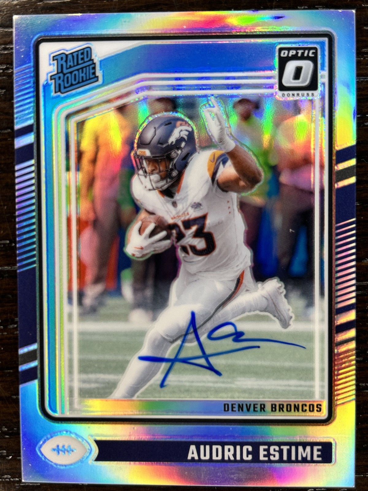 Audric Estime 2024 Donruss Optic Rated Rookie Holo Silver Prizm Auto! 117/150!