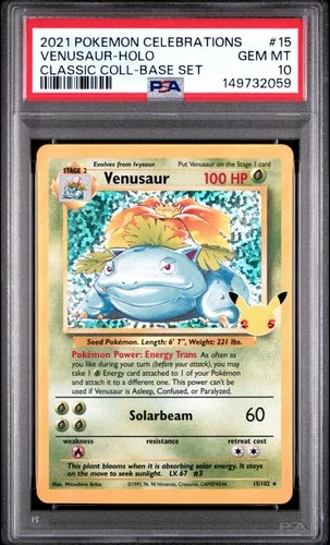 2021 POKEMON CELEBRATIONS CLASSIC COLL #15 VENUSAUR-HOLO PSA 10