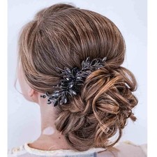 Black Rhinestone Wedding Hair Comb Crystal Bridal Hair Accessories for Women