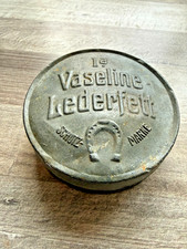 Antigua vaselina alemana de la Primera Guerra Mundial Lederfett lata Loba Ludwigsburg Schutz-Marke militar