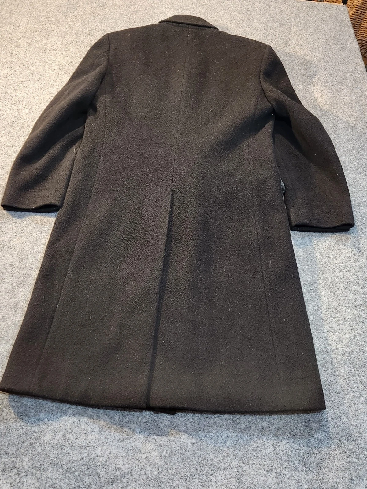 NINO CERRUTI Rue Royale Trench Coat Men 40R Black Cashmere Wool Blend Overcoat image 2