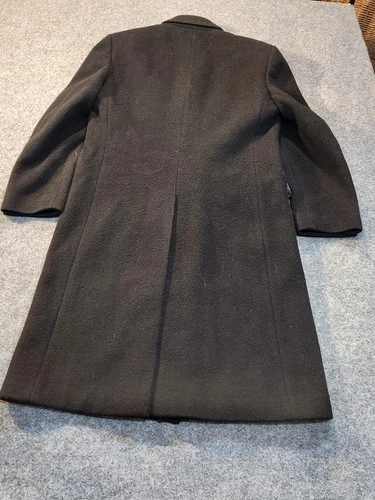 NINO CERRUTI Rue Royale Trench Coat Men 40R Black Cashmere Wool Blend Overcoat image 2