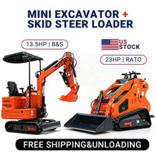 Mini Excavator 1Ton Tracked Skid Steer Loader 23HP Mini Excavator B&S Engine
