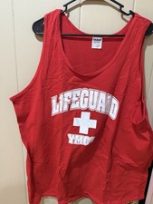 Gildan YMCA Lifeguard Tank Top Red/White Mens 2xl sleeveless