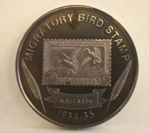 1 oz. .999 Fine Silver Round Migratory Bird Stamp 1934-35 Mallards Wildlife Mint