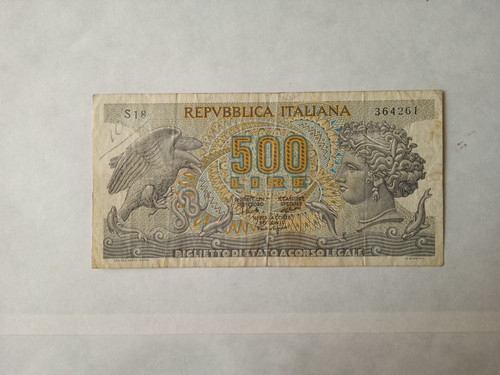 ITALIAN REPUBLIC 500 LIRE ARETUSA DECR 20/10/1967