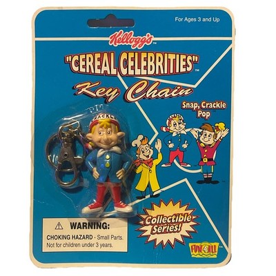 Kelloggs Rice Krispies Cereal Crackle Elf PVC Figure Keychain 2.5'' Clip On MM8