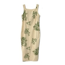 Donna Morgan Women's Dress Size 8 Midi Linen Blend Floral Lined Cottage Core