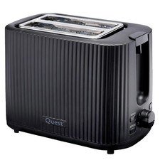 Image of Quest 2-Slice Grooved Toaster 7 Browning Levels Reheat Defrost Crumb Tray Black