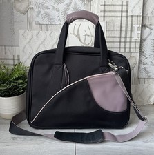 Radley Laptop Bag Black Canvas And Leather Multi Compartments Strap Handle