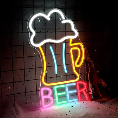 Bier LED Leuchtreklame 16x11'' Mehrfarbig USB Pub Bar Mann Höhle Wanddeko Kunst