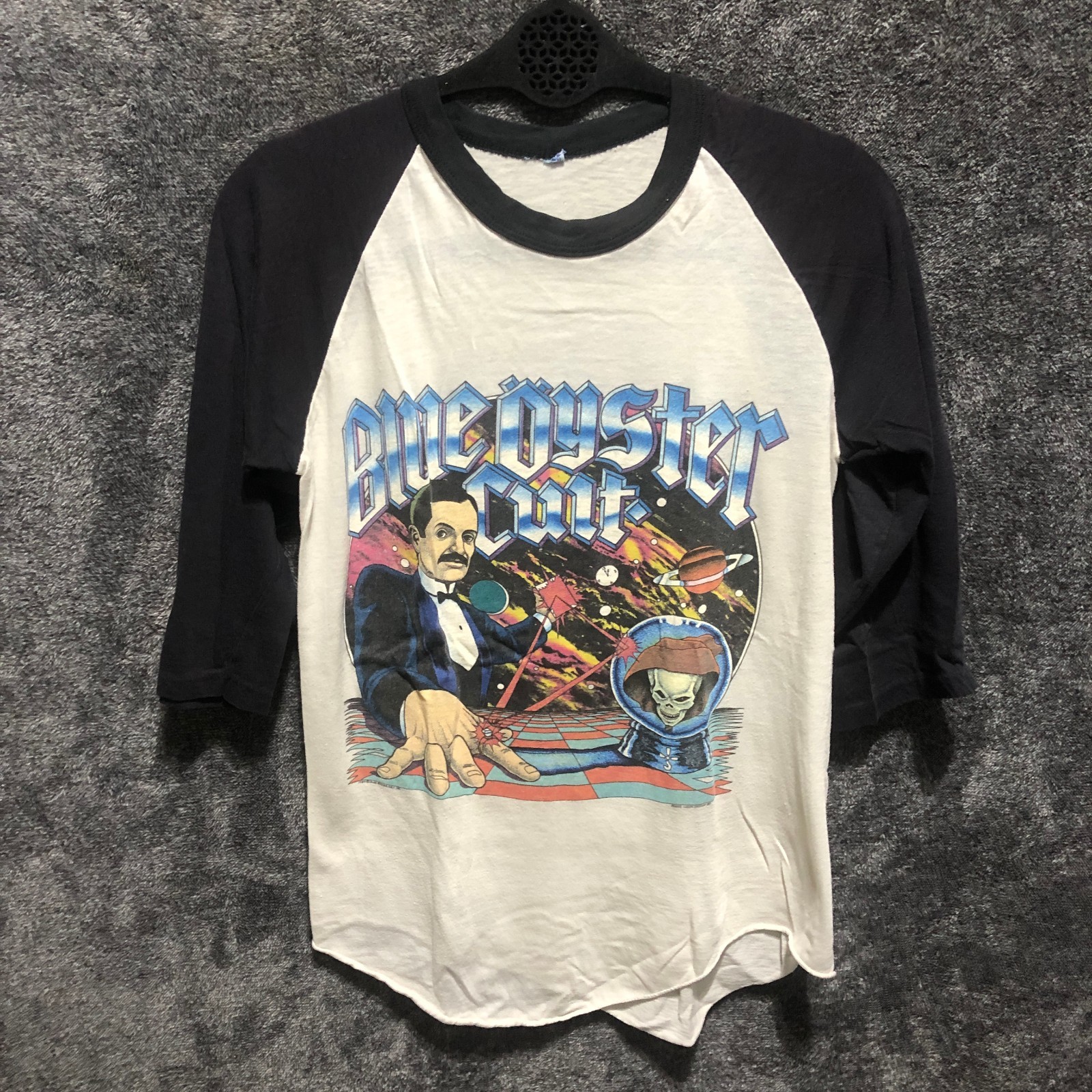 Vintage Blue Oyster Cult T Shirt 1980 Band Graphic Raglan Sleeve Rare Tee