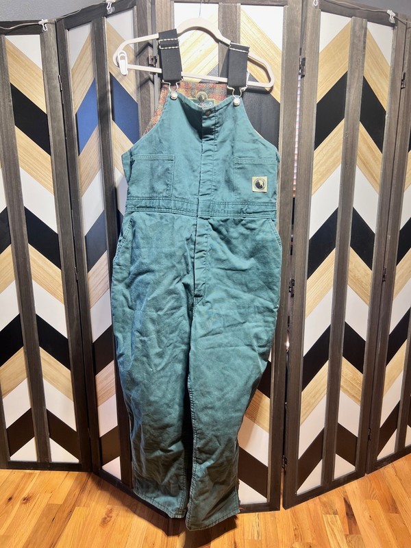 Women's Berne Insulated Workwear Duck Bib Overalls Canvas Quilted Lined XL Green