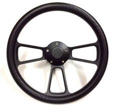 14 Carbon Fiber Black Muscle Steering Wheel W 69-94 Chevy Gm Billet Adapter