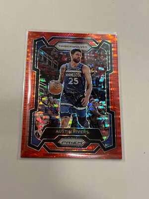 2023-24 Panini Prizm #278 Austin Rivers Red Seismic Pulsar #/299 Timberwolves