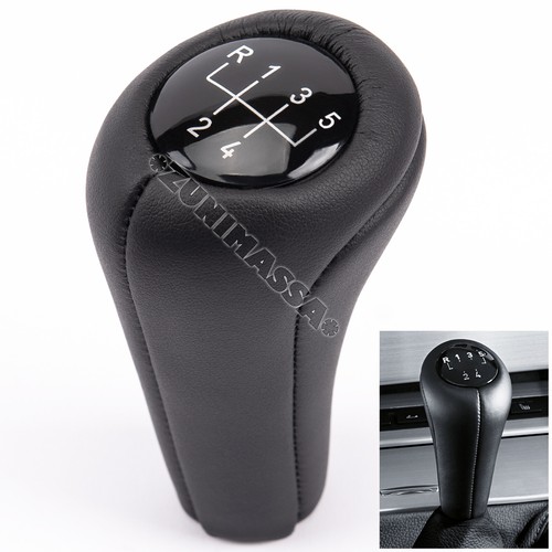 Pommeau De Levier De Vitesse En Cuir Noir - Pour BMW E46, E60, E90, X1, X3, X5, Z... - Boîte 6 Vitesses Manuelle