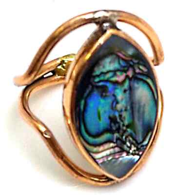 Silverio Blue Pacific Abalone Ascendancy Brut Copper Ring Marquise Size 5