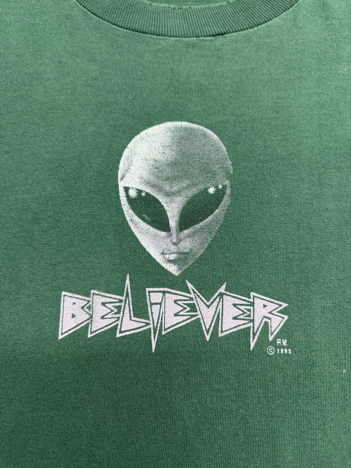 1995 Alien Workshop “BELIEVER” Green Skateboard T… - image 3